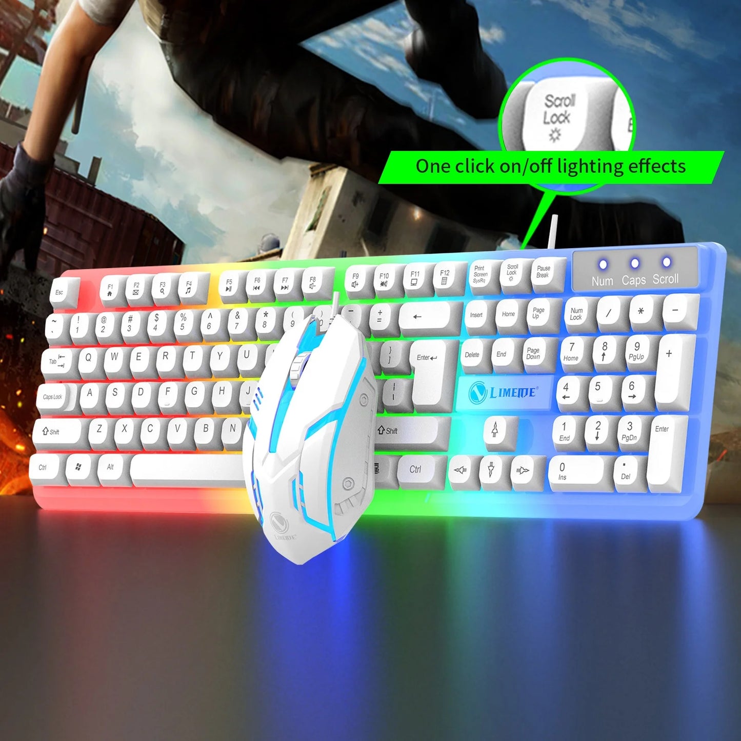 Keyboard, Luminous Keyboard and Mouse Set Hovering Keyboard Mechanical Feeling Gaming Mouse and Keyboard Colourful RGB Lights Wired Keyboard Wired Mouse,Valentines Day Gifts for Him/Her